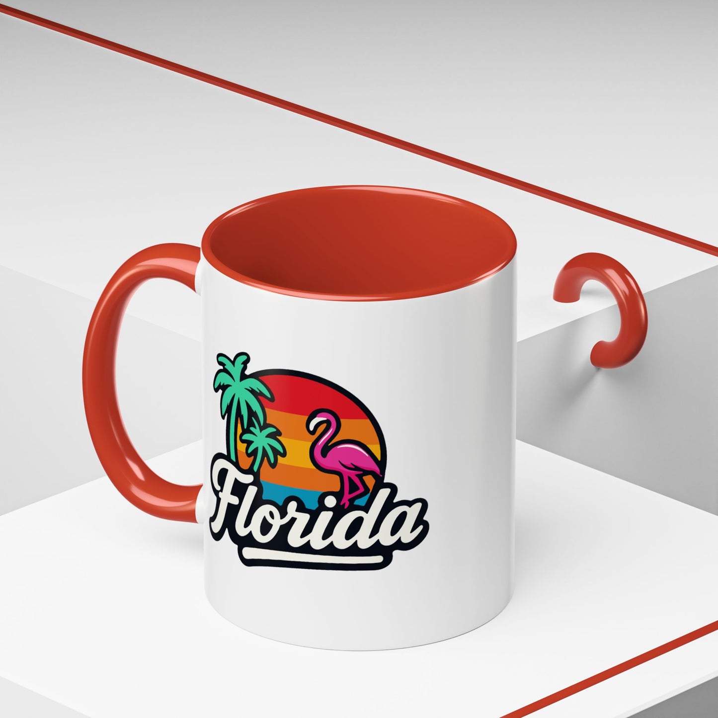 Florida Sunset Palm - Color Accent Mug