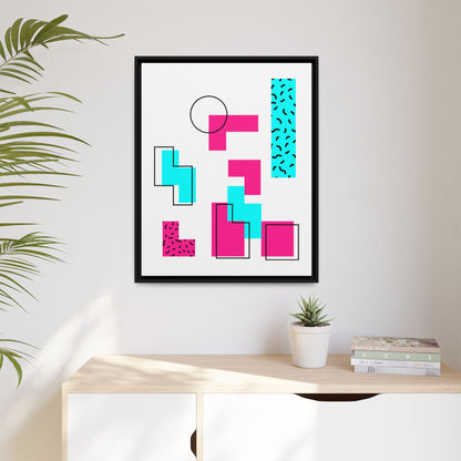 Retro Geometric Vibes - Framed Canvas