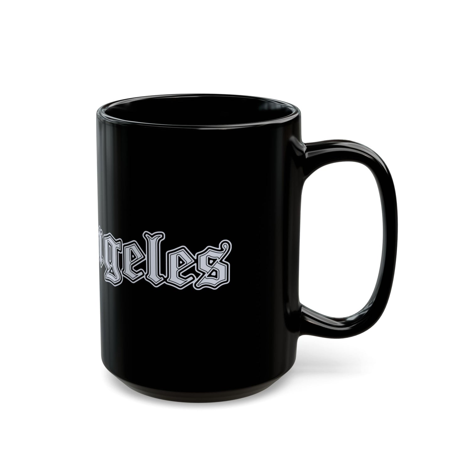 Los Angeles Black Mug - Trendy Coffee Cup for Urban Style Lovers, Gift for Travelers, Office Decor, Best Friend Gift, Unique Collectible - Silver Edition