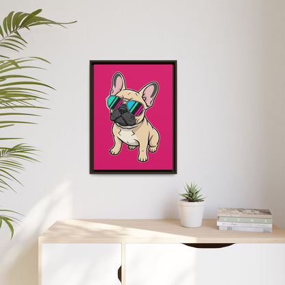 French Bulldog with Sunglasses - Framed Canvas