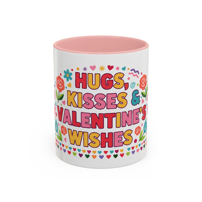 Hugs, Kisses & Valentine’s Wishes - Color Accent Mug