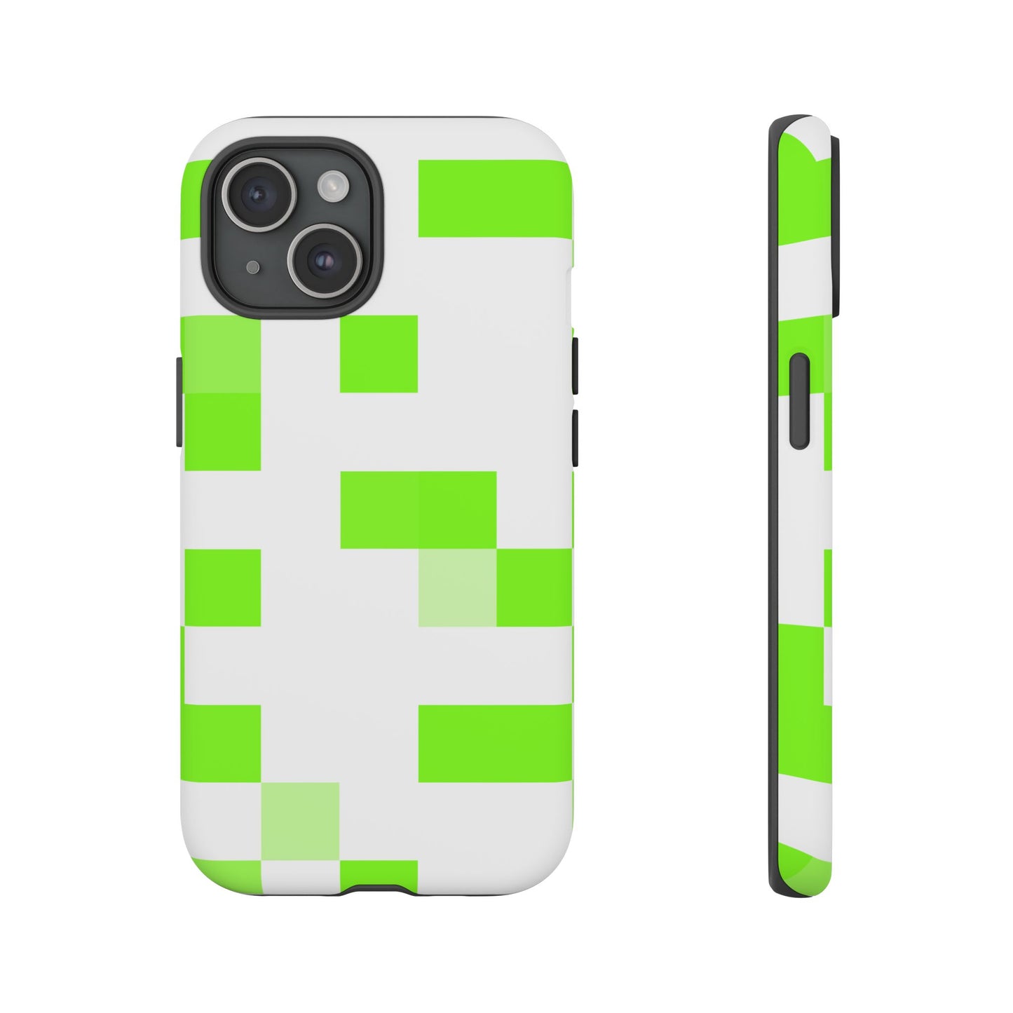 Lime Green Pixel Grid - Phone Case
