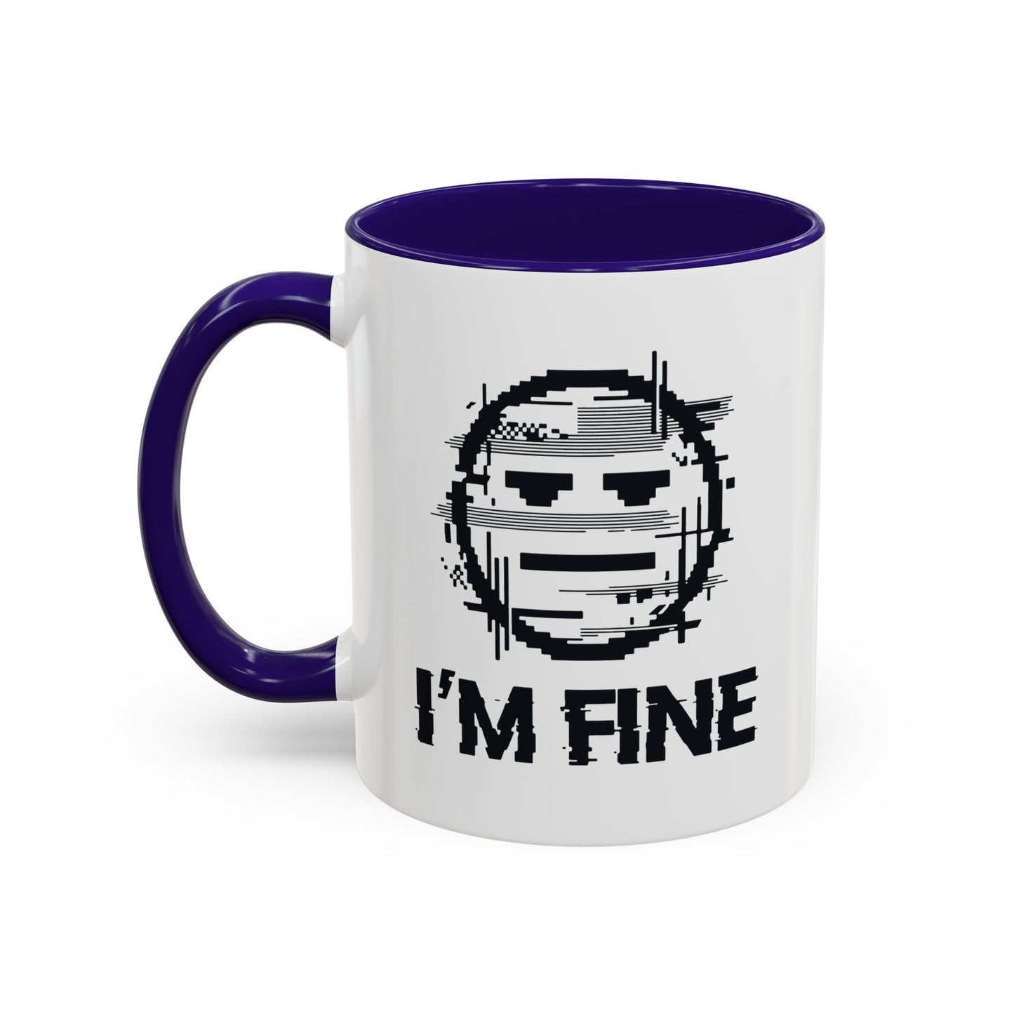 I’m Fine Glitched Smiley - Color Accent Mug