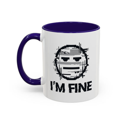 I’m Fine Glitched Smiley - Color Accent Mug