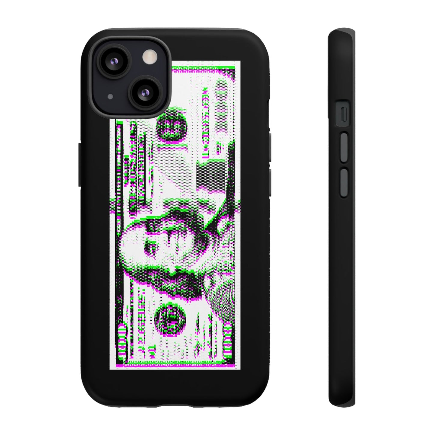 100 Dollars Bill - Green/Magenta Glitch - Phone Case