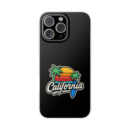 California Sunset Flexi Case, Tropical Phone Cover, Summer Vibe Accessory, Surfer Gift, Personalized Mobile Case