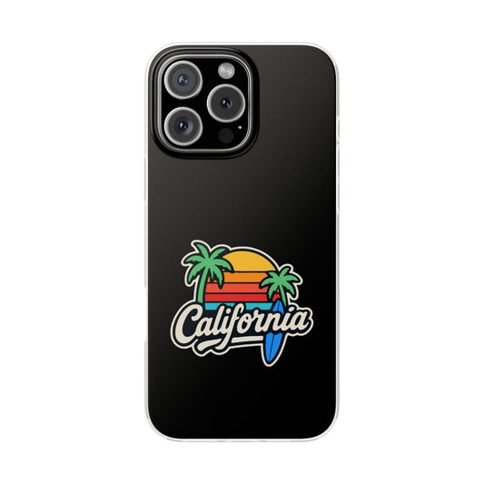 California Sunset Flexi Case, Tropical Phone Cover, Summer Vibe Accessory, Surfer Gift, Personalized Mobile Case
