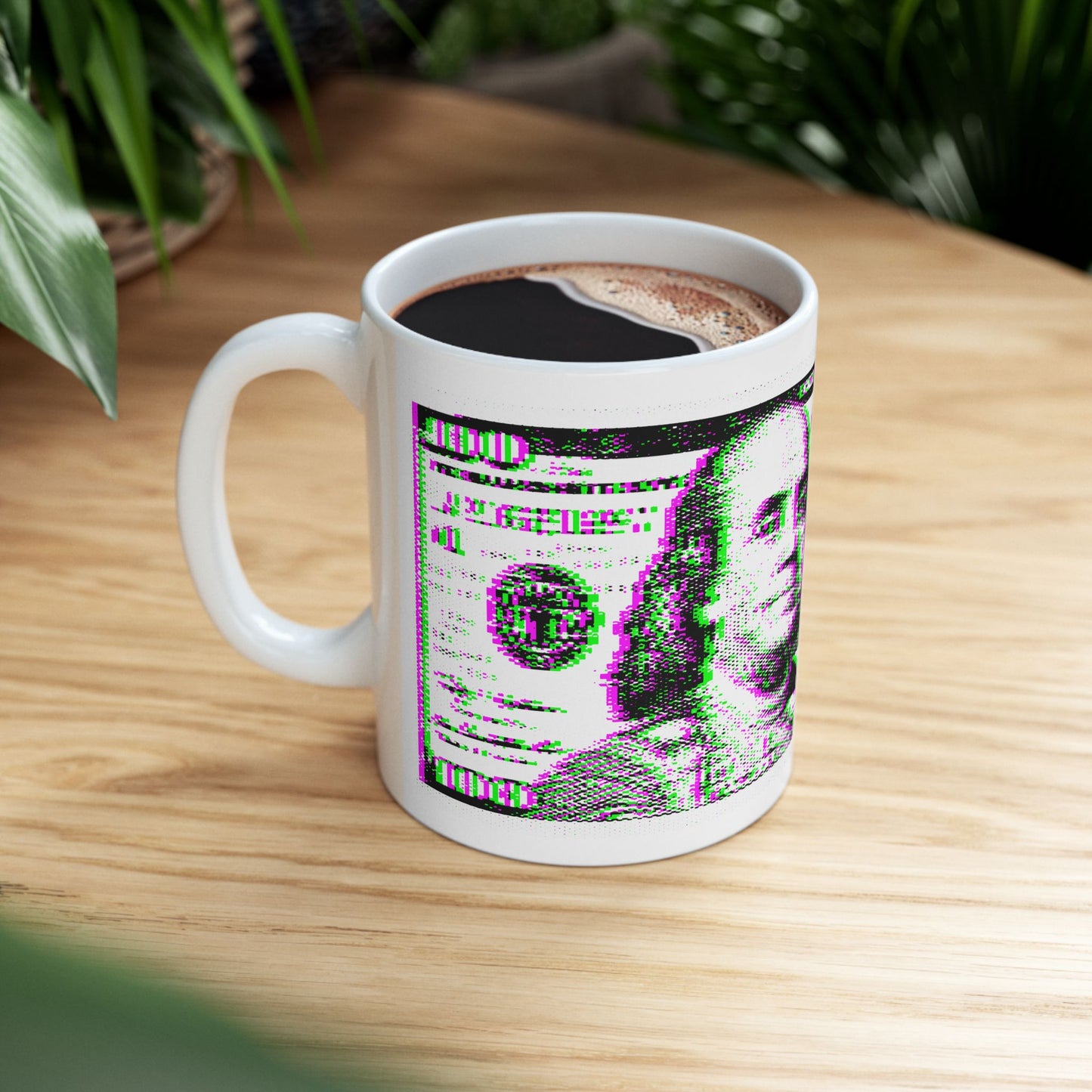 100 Dollars Bill - Green/Magenta Glitch - Mug