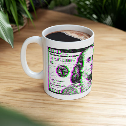100 Dollars Bill - Green/Magenta Glitch - Mug