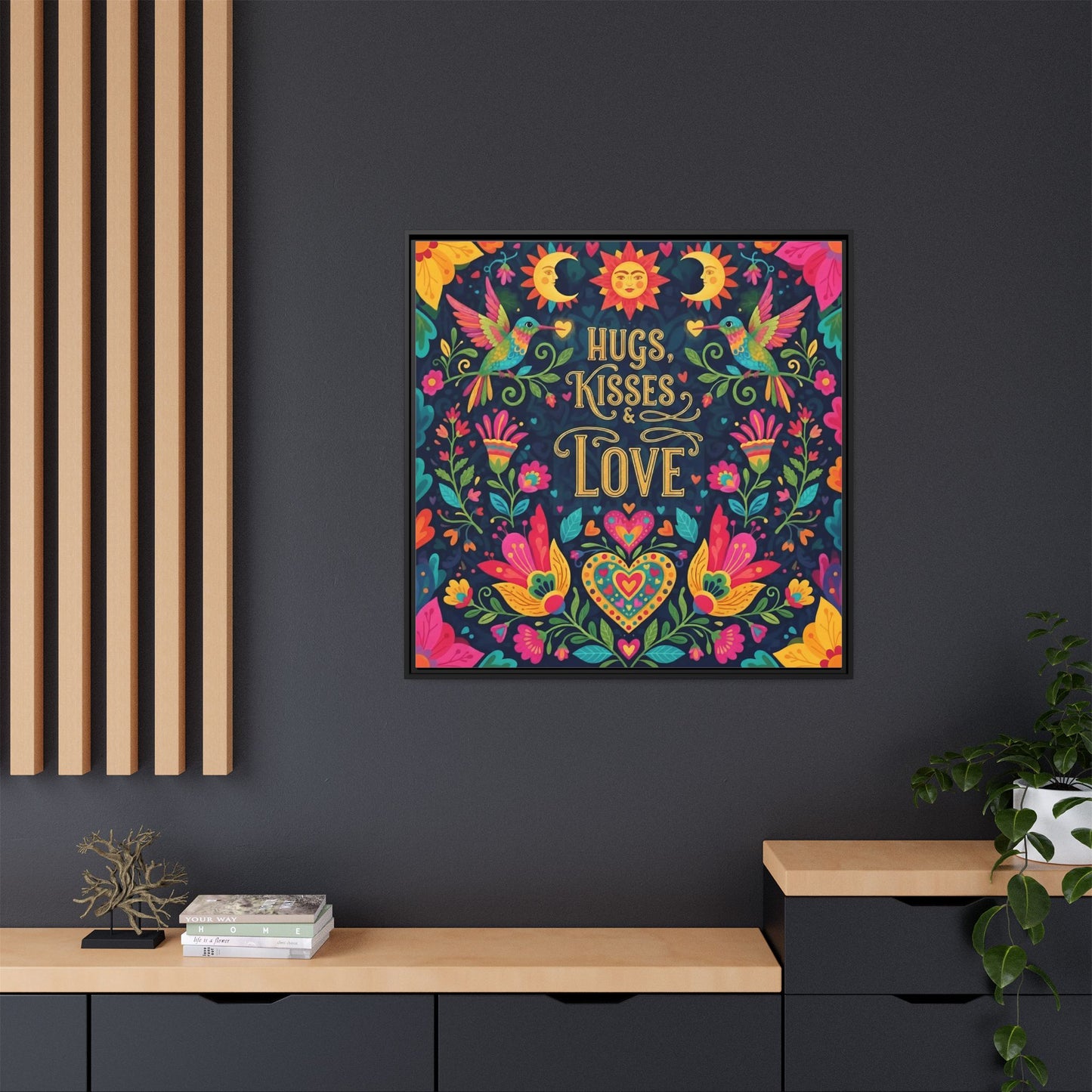 Hugs, Kisses & Love - Framed Canvas