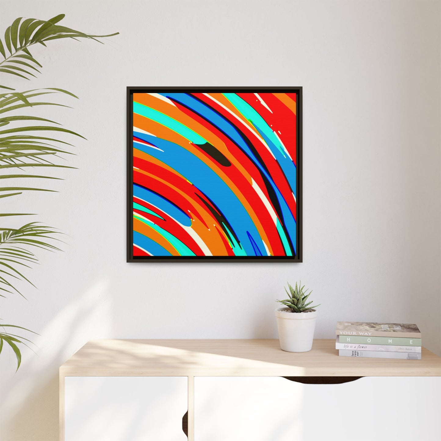 Abstract Rainbow Swirl Arc - Framed Canvas