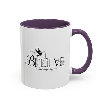 Believe and Magic Happens - Color Accent Mug