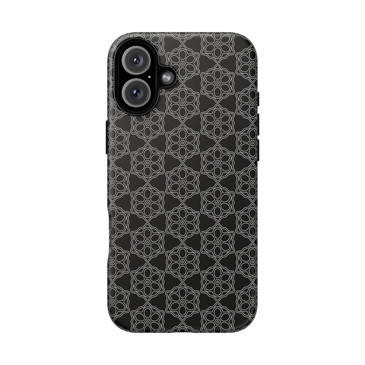 Geometric Pattern Phone Case, Dark Floral Case for Tough Protection, Stylish Smartphone Accessory, Gift for Tech Lovers, Trendy Mobile Cover