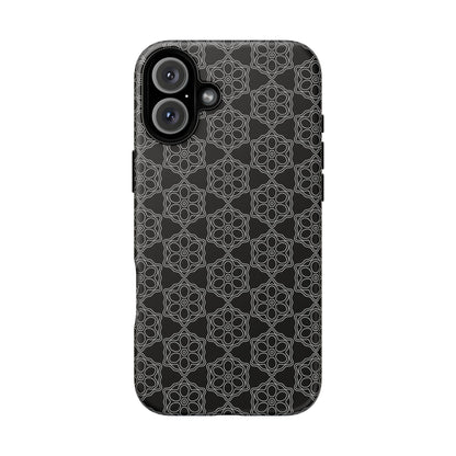 Geometric Pattern Phone Case, Dark Floral Case for Tough Protection, Stylish Smartphone Accessory, Gift for Tech Lovers, Trendy Mobile Cover