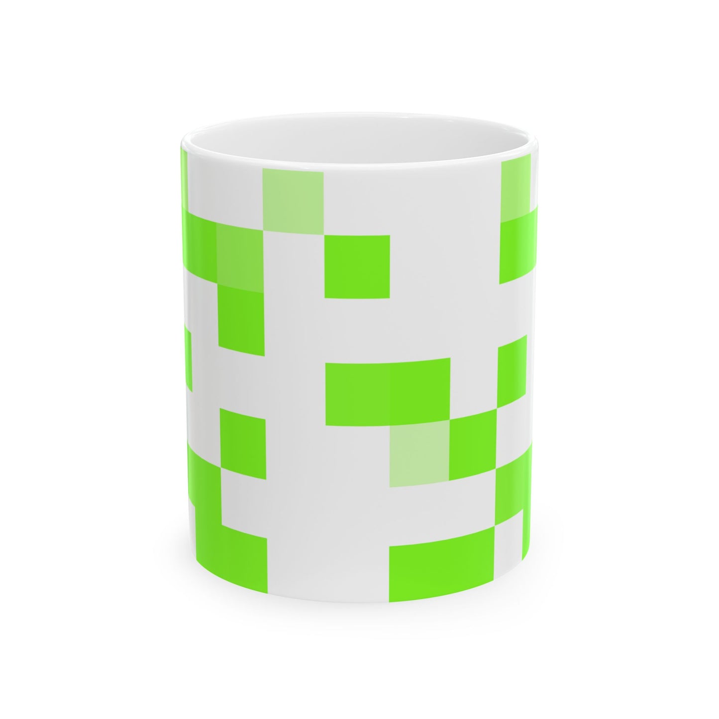 Lime Green Pixel Grid - Mug