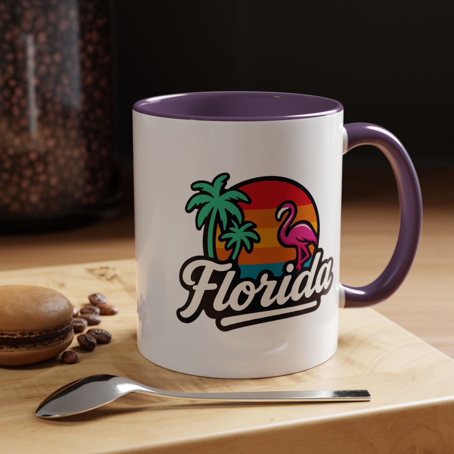 Florida Sunset Palm - Color Accent Mug