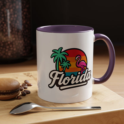 Florida Sunset Palm - Color Accent Mug