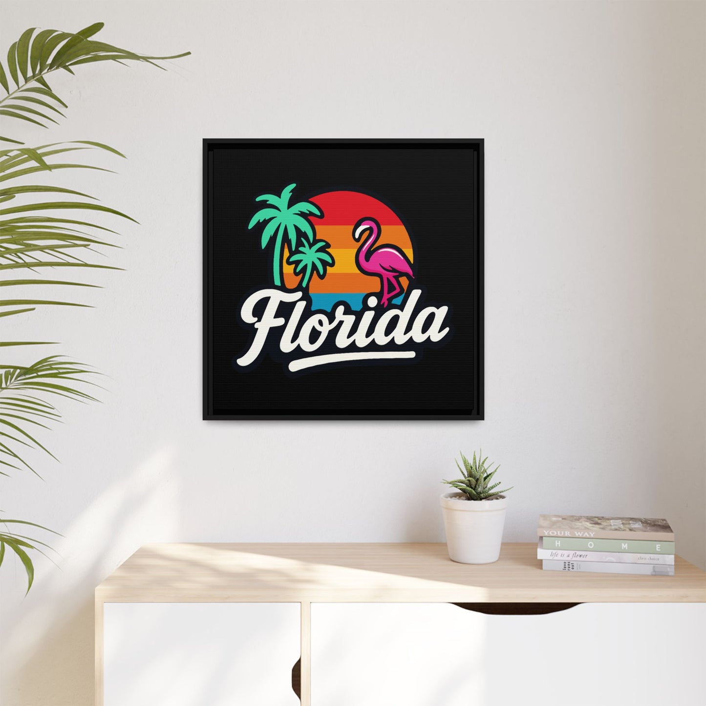 Florida Sunset Palm - Framed Canvas
