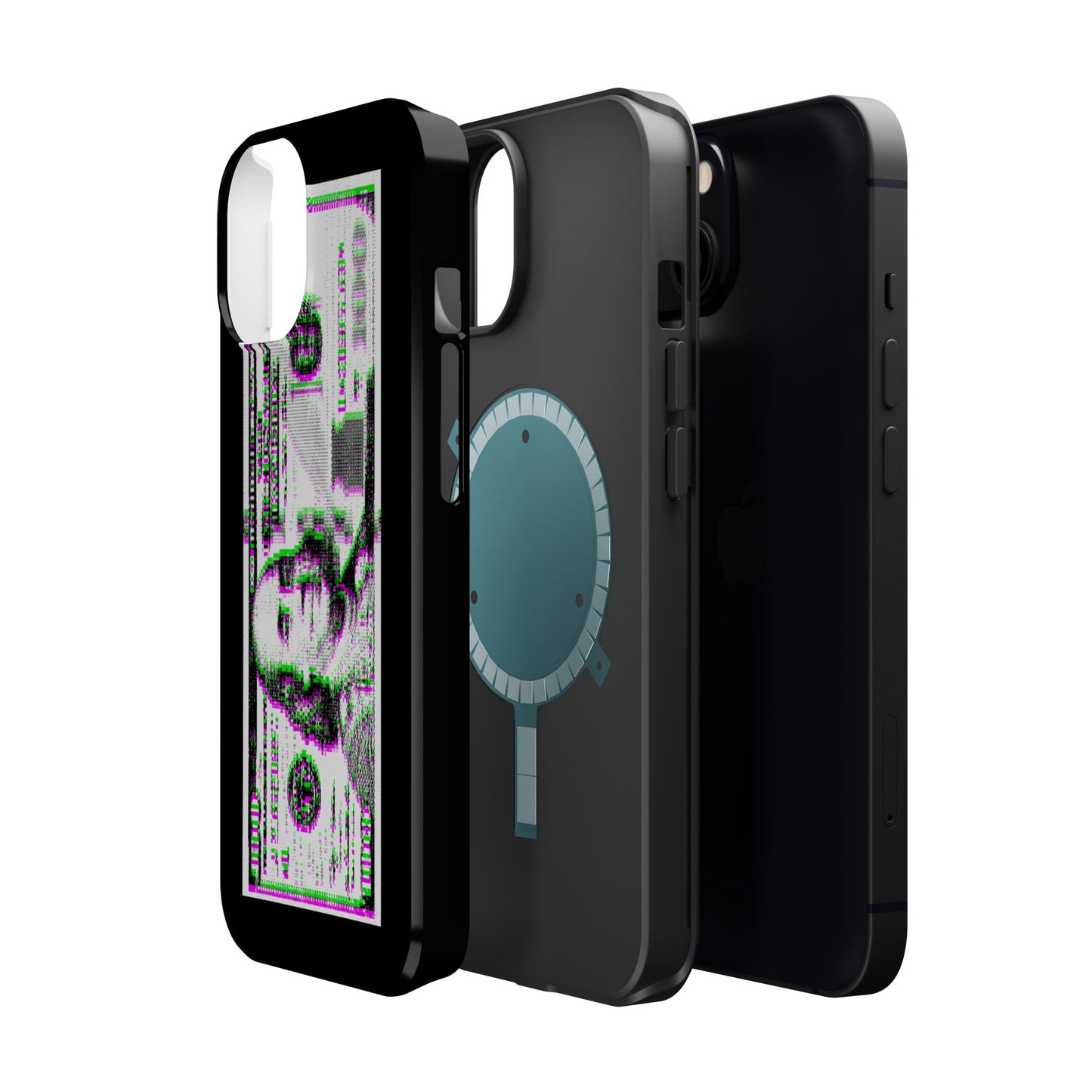 100 Dollars Bill - Green/Magenta Glitch - Magnetic Phone Case