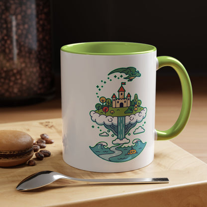Floating Castle Dragon - Magical Fantasy Island - Color Accent Mug