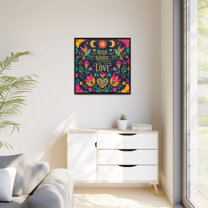 Hugs, Kisses & Love - Framed Canvas