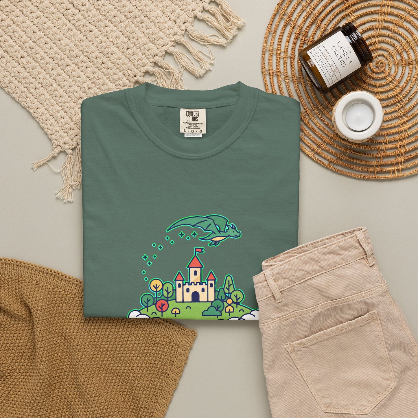 Floating Castle Dragon - Magical Fantasy Island - T-Shirt