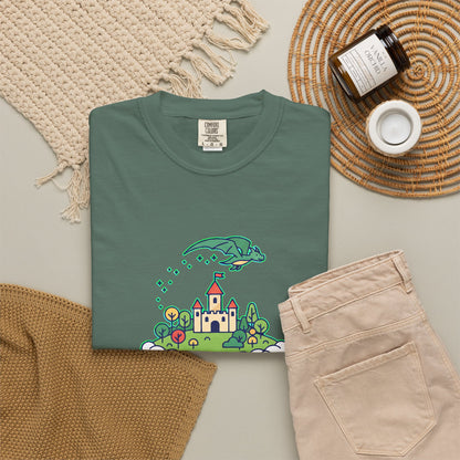Floating Castle Dragon - Magical Fantasy Island - T-Shirt