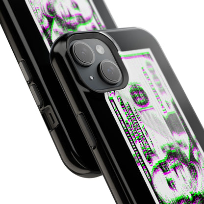100 Dollars Bill - Green/Magenta Glitch - Magnetic Phone Case