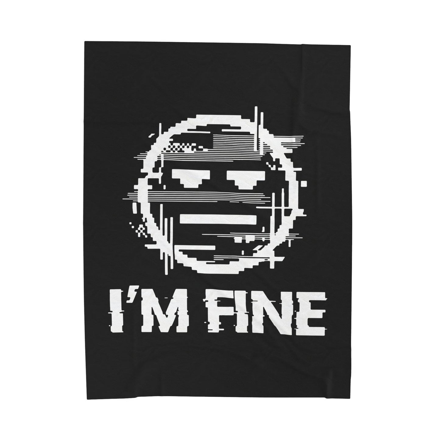 I’m Fine Glitched Smiley - Plush Blanket