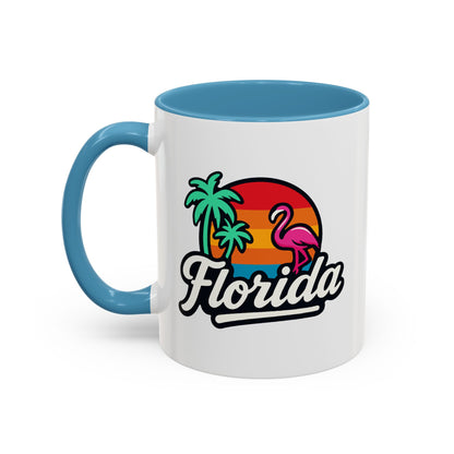 Florida Sunset Palm - Color Accent Mug