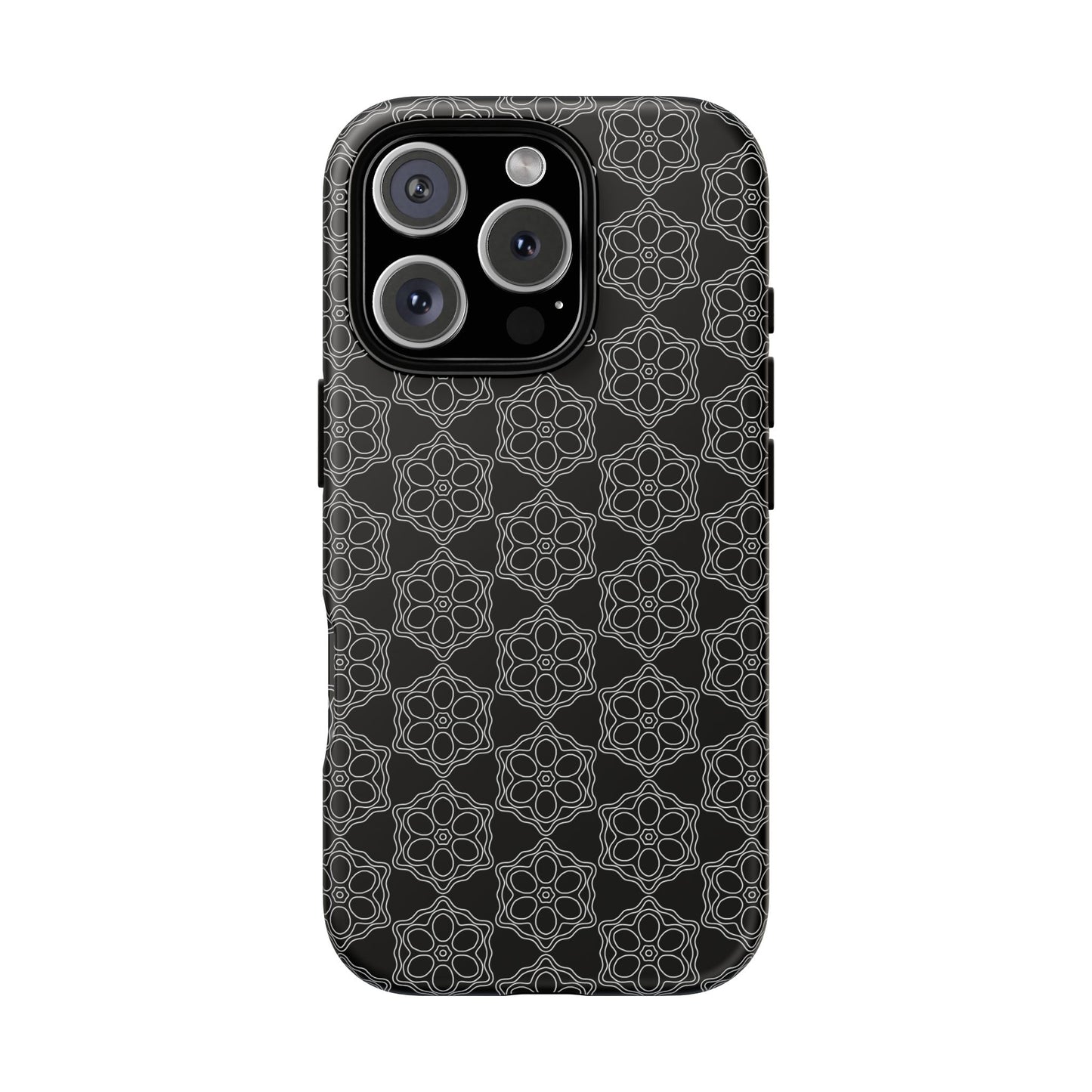 Geometric Pattern Phone Case, Dark Floral Case for Tough Protection, Stylish Smartphone Accessory, Gift for Tech Lovers, Trendy Mobile Cover