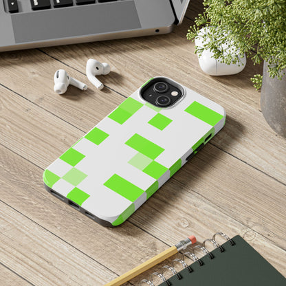 Lime Green Pixel Grid - Phone Case