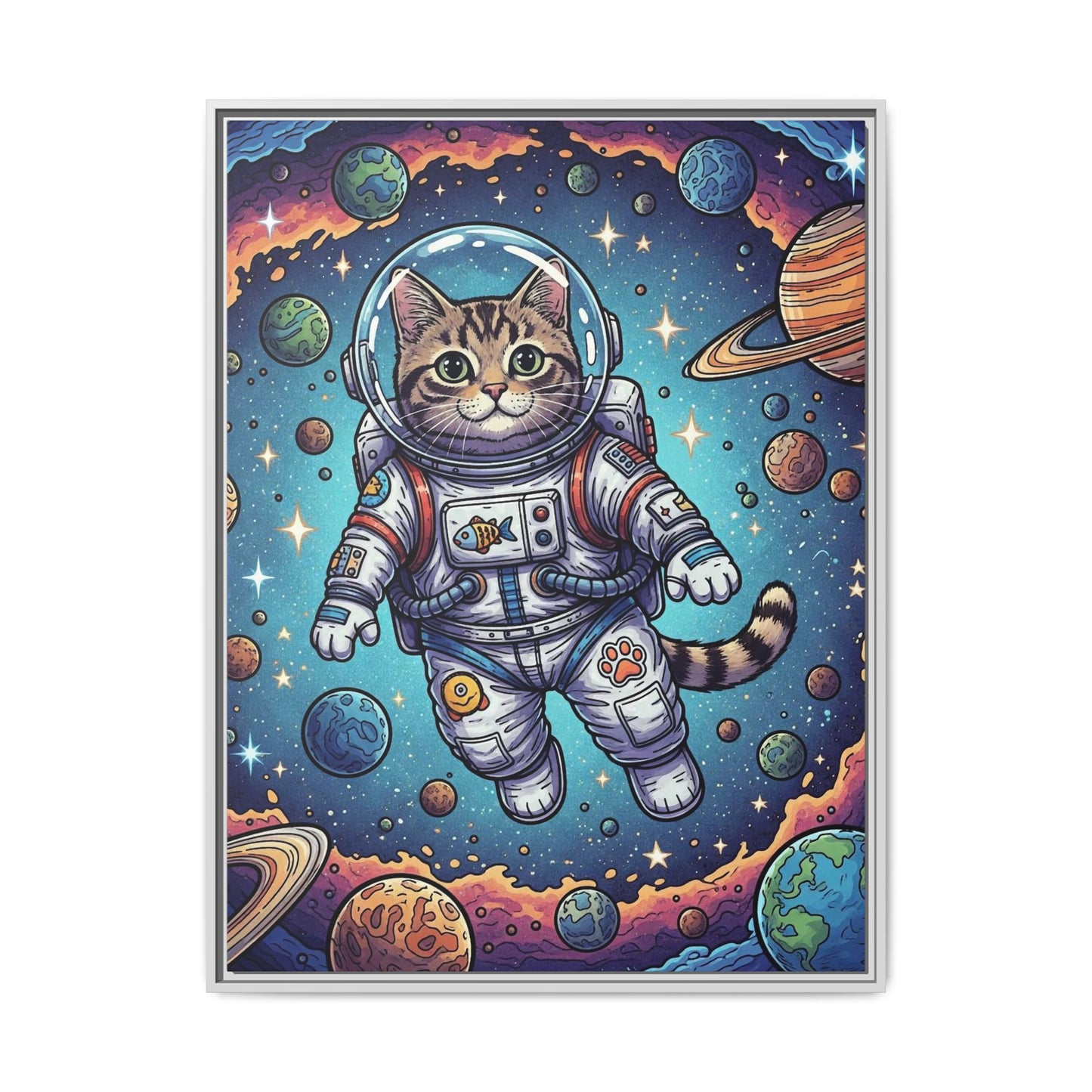 Astronaut Cat - Framed Canvas
