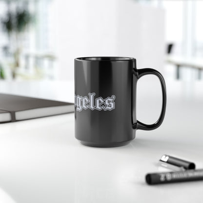 Los Angeles Black Mug - Trendy Coffee Cup for Urban Style Lovers, Gift for Travelers, Office Decor, Best Friend Gift, Unique Collectible - Silver Edition