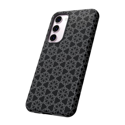 Geometric Pattern Phone Case, Dark Floral Case for Tough Protection, Stylish Smartphone Accessory, Gift for Tech Lovers, Trendy Mobile Cover