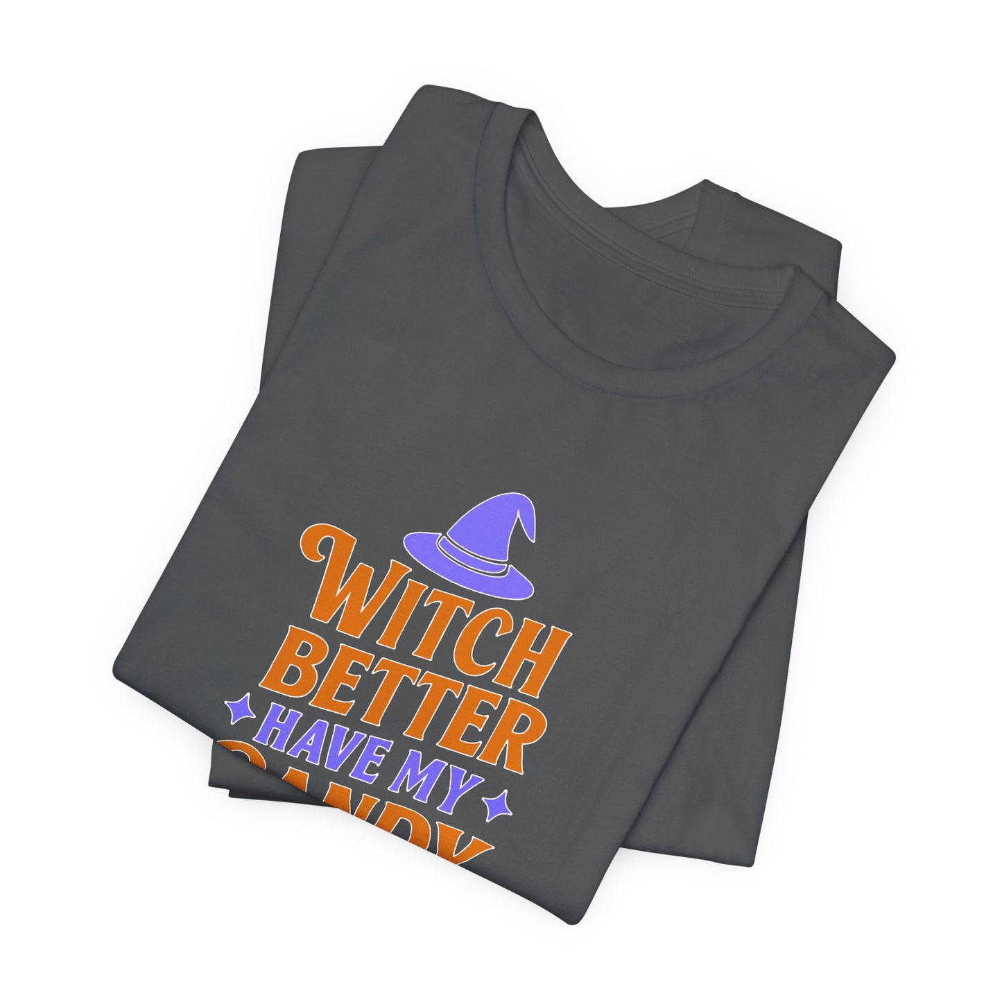 Halloween Witch Candy Tee, Funny Halloween Shirt, Unisex Halloween T-Shirt, Casual Fall Apparel, Trick or Treat Outfit