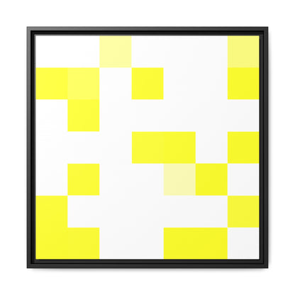 Yellow Pixel Grid - Framed Canvas