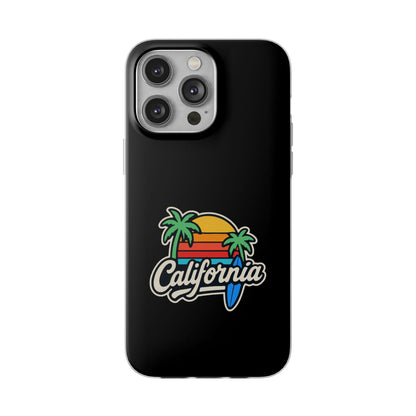 California Sunset Flexi Case, Tropical Phone Cover, Summer Vibe Accessory, Surfer Gift, Personalized Mobile Case