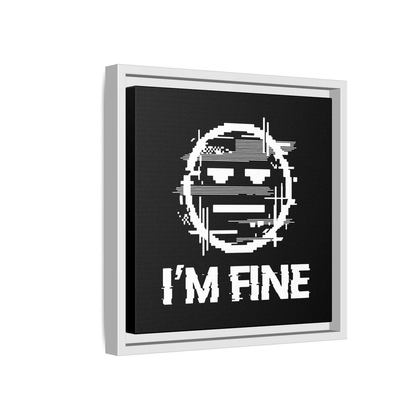 I’m Fine Glitched Smiley - Framed Canvas