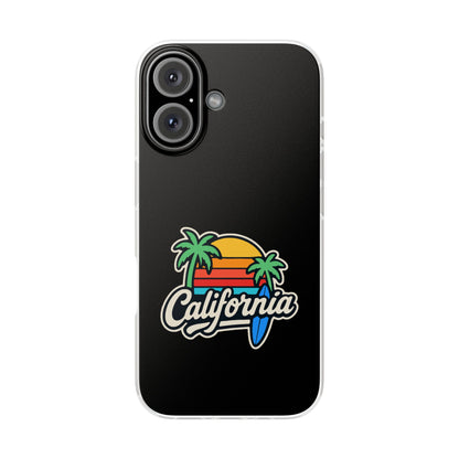 California Sunset Flexi Case, Tropical Phone Cover, Summer Vibe Accessory, Surfer Gift, Personalized Mobile Case