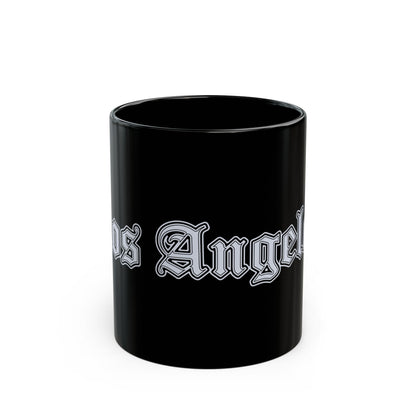 Los Angeles Black Mug - Trendy Coffee Cup for Urban Style Lovers, Gift for Travelers, Office Decor, Best Friend Gift, Unique Collectible - Silver Edition