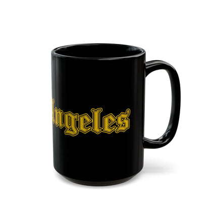 Los Angeles Black Mug - Bold Design, Coffee Lover Gift, Tea Cup, Birthday Present, Urban Home Decor - Golden Edition