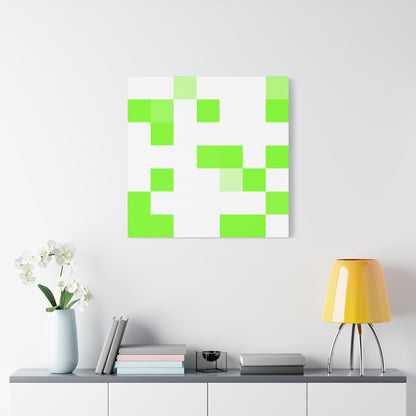 Lime Green Pixel Grid - Canvas