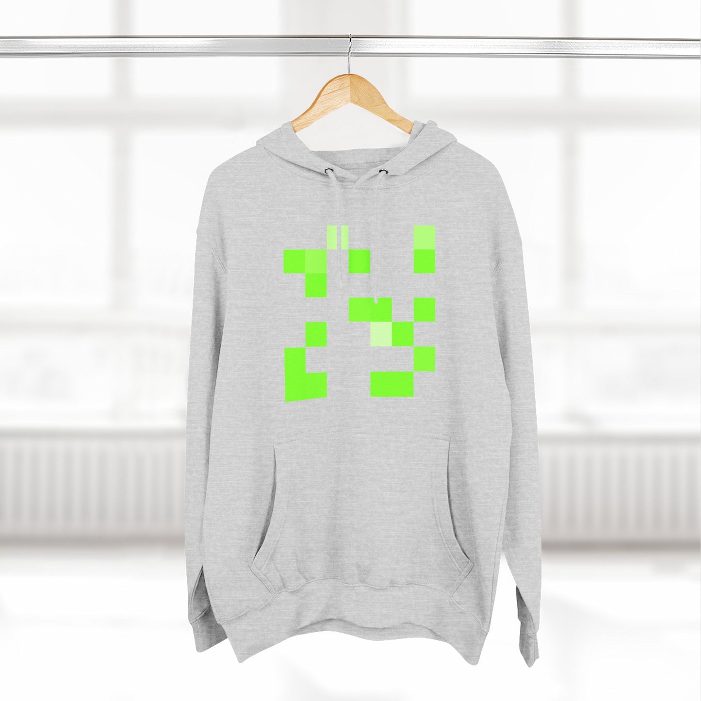 Lime Green Pixel Grid - Hoodie