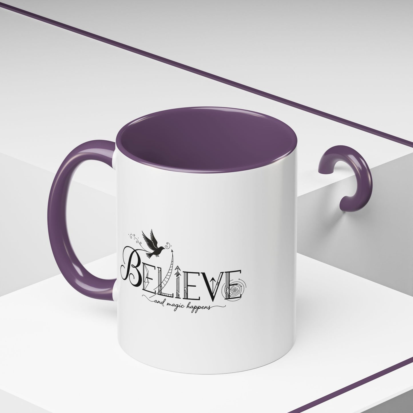 Believe and Magic Happens - Color Accent Mug