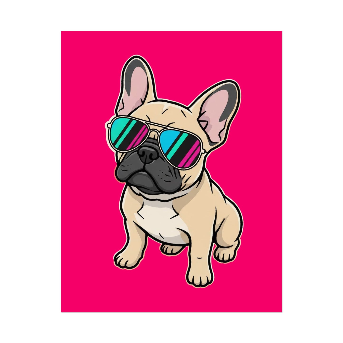 French Bulldog with Sunglasses - Poster