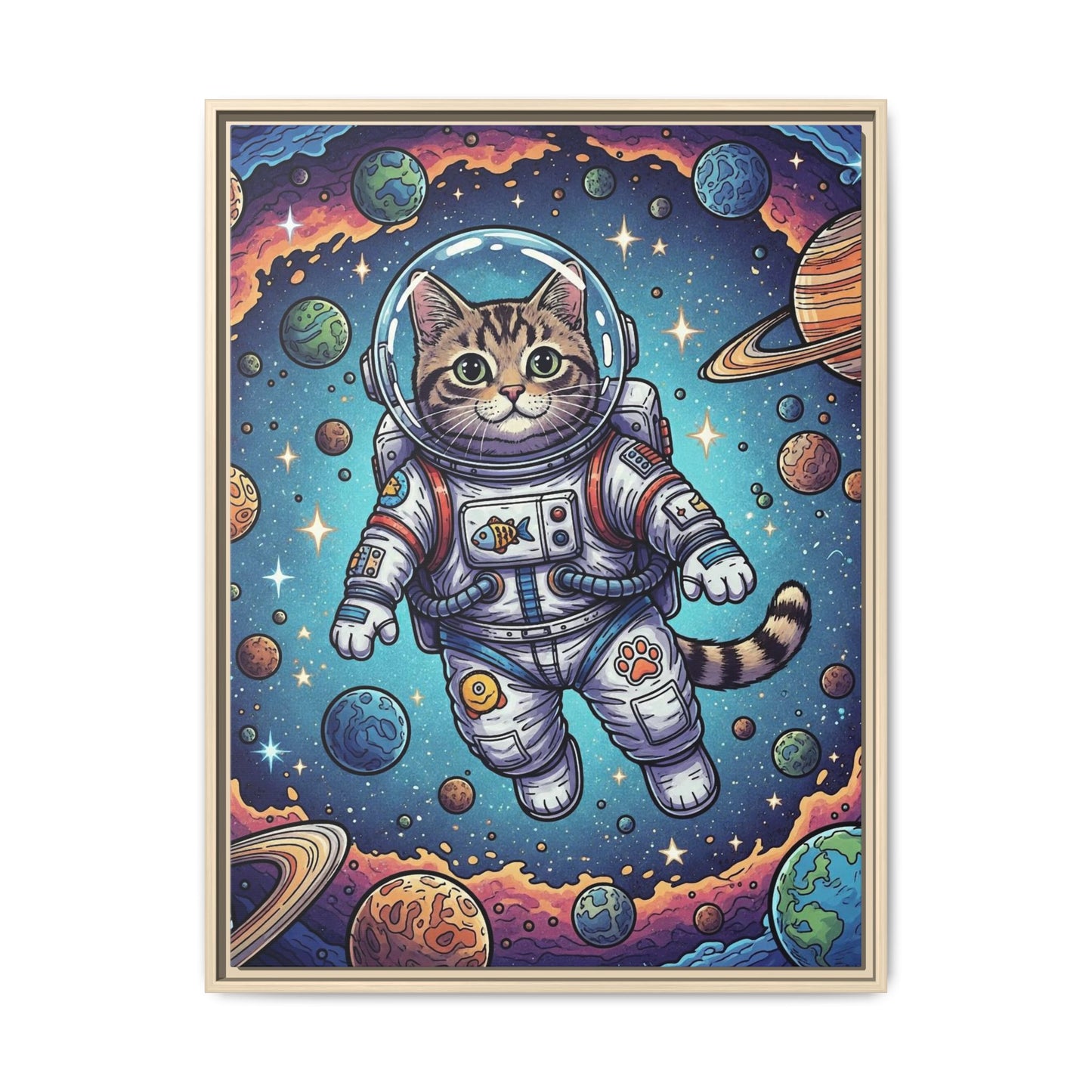 Astronaut Cat - Framed Canvas