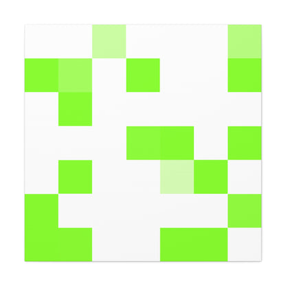 Lime Green Pixel Grid - Canvas