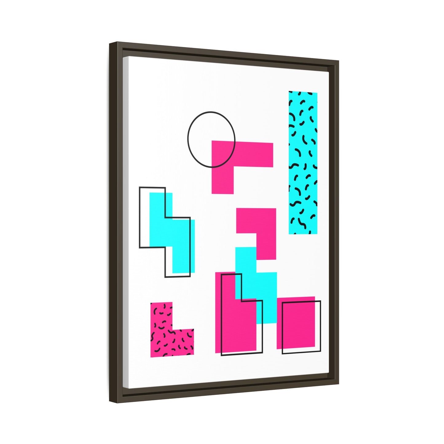 Retro Geometric Vibes - Framed Canvas