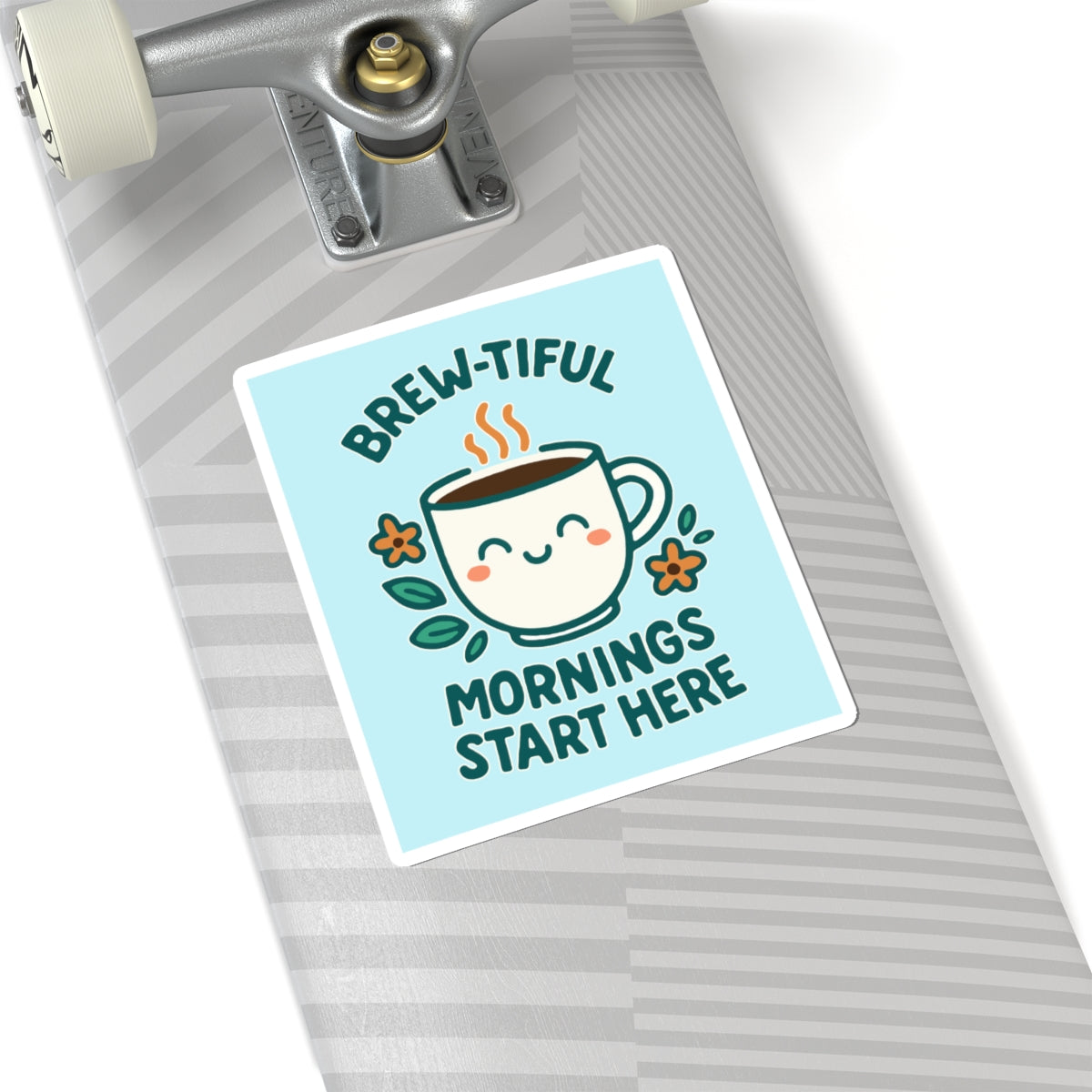 Brew-tiful Mornings Kiss-Cut Stickers, Cute Coffee Decor, Laptop Stickers, Gift for Coffee Lovers, Journal Adornment, Morning Vibes